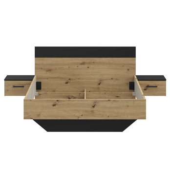 Posteľ s nočnými stolíkmi MONESSA dub artisan/čierna, 160x200 cm 2