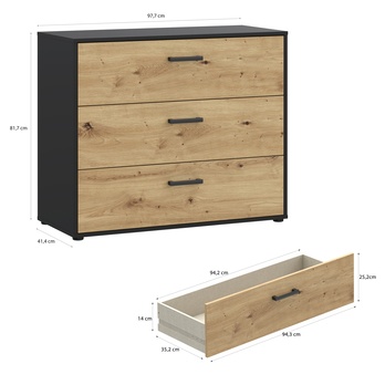 Komoda  MONESSA dub artisan/čierna 4