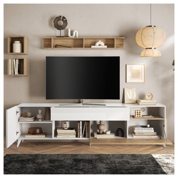 TV komoda  MONOCA 2 biela lesklá/dub 2