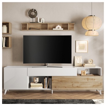 TV komoda  MONOCA 2 biela lesklá/dub 3