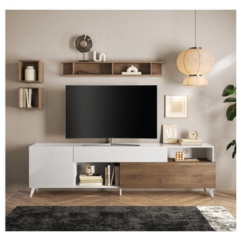 TV komoda  MONOCA 2 biela lesklá/orech 1