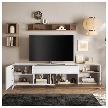 TV komoda  MONOCA 2 biela lesklá/orech 2