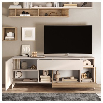 TV komoda  MONOCA krémová/dub 2