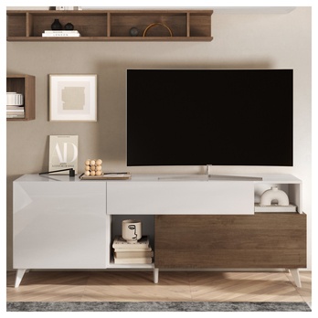 TV komoda  MONOCA biela lesklá/orech 3