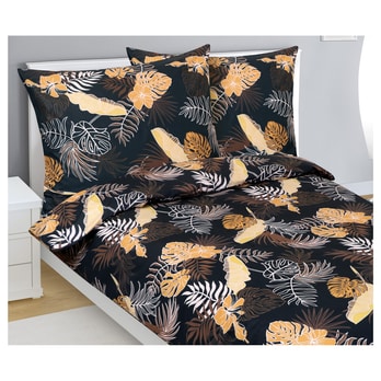 Posteľná bielizeň MONSTERA čierna/oranžová/biela, 70x90 a 140x200 cm 3