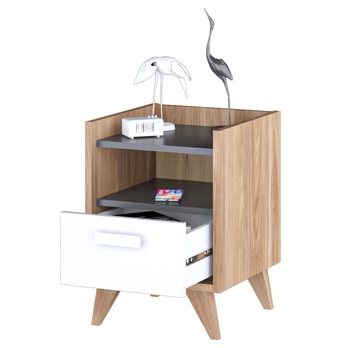 Nočný stolík MOOD dub castello/sivá/biela 2