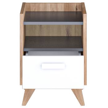 Nočný stolík MOOD dub castello/sivá/biela 3