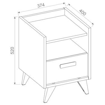 Nočný stolík MOOD dub castello/sivá/biela 5