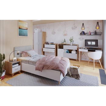 Posteľ s roštom MOOD biela/sivá, 90x200 cm 1