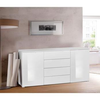 Komoda MOON 4 biela/biela vysoký lesk 1