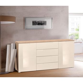 Komoda MOON 4 dub sonoma/béžová vysoký lesk 1