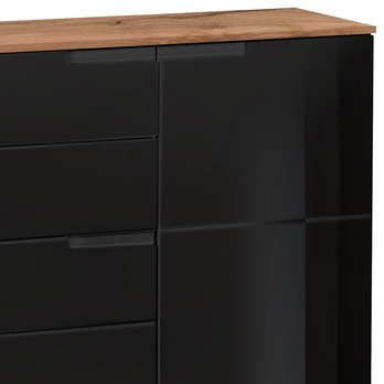 Komoda MOON 4 dub wotan/čierna vysoký lesk 2