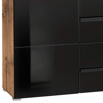 Komoda MOON 4 dub wotan/čierna vysoký lesk 3