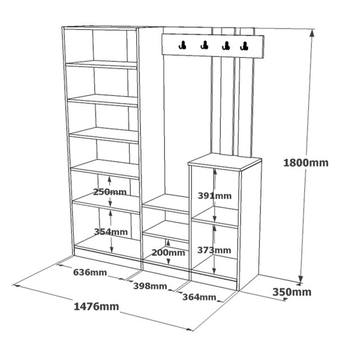 Predsieňová zostava MORALO 3 borovica atlantic/biela 4