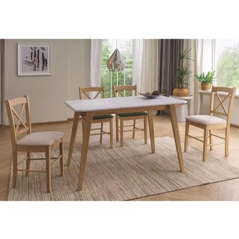 Jedálenský stôl MORCES biela/dub 1