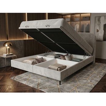 Posteľ s matracom MOREVIEW sivobéžová, 140x200 cm 3