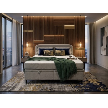 Posteľ s matracom MOREVIEW sivobéžová, 180x200 cm 1