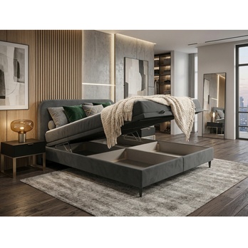 Posteľ s matracom MOREVIEW tmavosivá, 180x200 cm 3