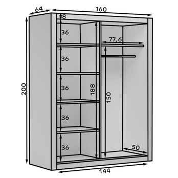 Šatníková skriňa MORTEN biela 4