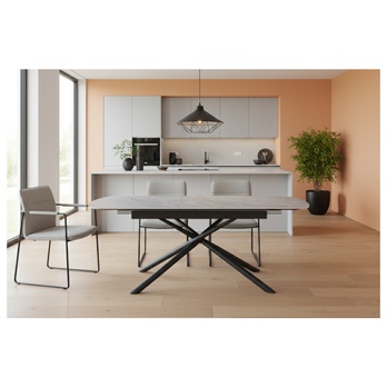 Jedálenský stôl MOSTAR sivý mramor/čierna 1