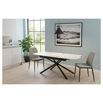 Jedálenský stôl MOSTAR biely mramor/čierna 1