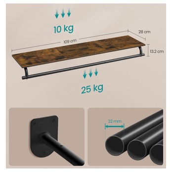 Nástenný vešiak MOUNTED 4 rustikálna hnedá/čierna 4