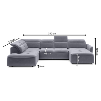 Sedacia súprava MURILLO XL ľavá, sivá 8