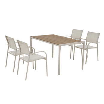 Záhradný stôl NARVIK béžová/teak 1