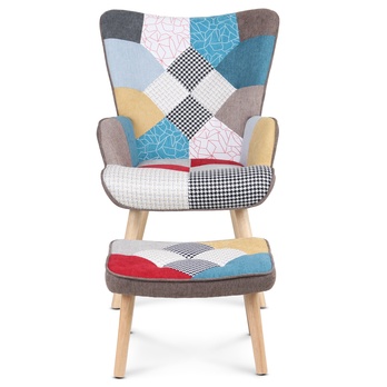Kreslo s podnožkou NATAN patchwork 1