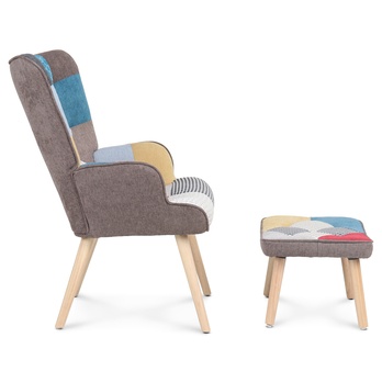 Kreslo s podnožkou NATAN patchwork 2