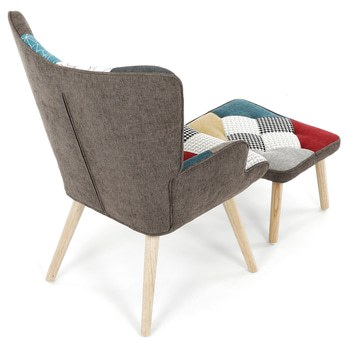Kreslo s podnožkou NATAN patchwork 5
