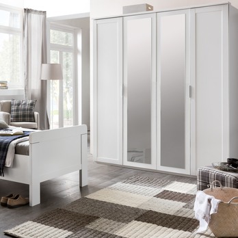 Šatníková skriňa NATHAN biela, 4 dvere, 2 zrkadlá 1