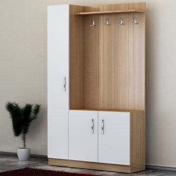 Predsieňová zostava NATUREL biela/teak 1