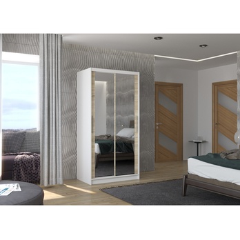 Šatníková skriňa NEFELE biela/dub sonoma 1