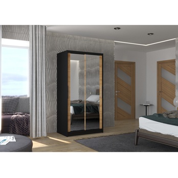 Šatníková skriňa NEFELE čierna/dub artisan 1