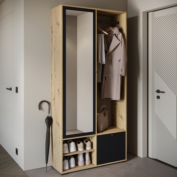 Predsieňová stena NEREA dub artisan/čierna 1