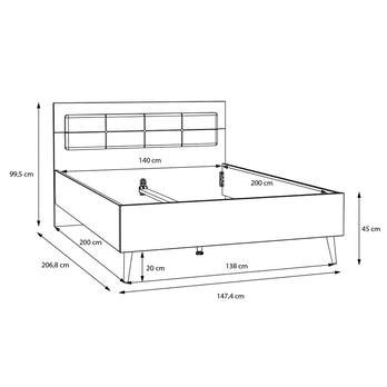 Posteľ NESRYN šalviová zelená/dub mauvella, 140x200 cm 3