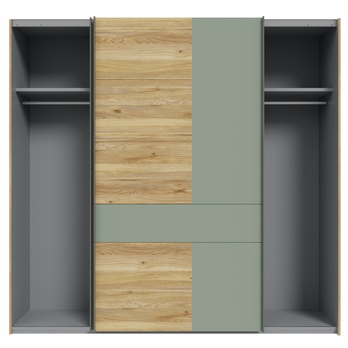 Šatníková skriňa NESRYN dub mauvella/šalviová zelená, šírka 220 cm 2