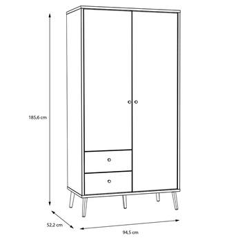 Šatníková skriňa NESRYN dub mauvella/šalviová zelená, šírka 95 cm 4