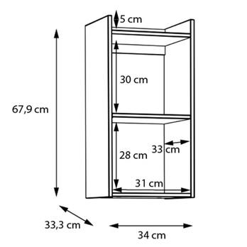 Nástenný regál NESRYN dub mauvella, výška 68 cm 3