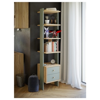 Regál NESRYN dub mauvella/šalviová zelená, šírka 44 cm 1