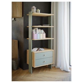 Regál NESRYN dub mauvella/šalviová zelená, šírka 64 cm 1