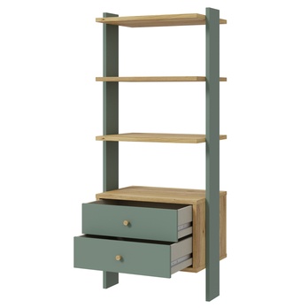 Regál NESRYN dub mauvella/šalviová zelená, šírka 64 cm 2