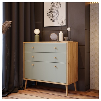 Komoda  NESRYN dub mauvella/šalviová zelená 1