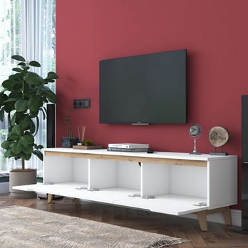 TV komoda  NESS biela/dub 4