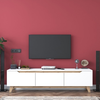 TV komoda  NESS biela/dub 1