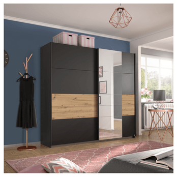 Šatníková skriňa NEWTON tmavosivá/dub artisan 1