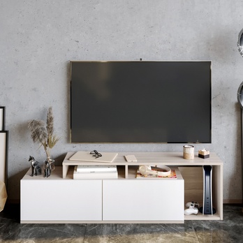 TV stolík NEXERA biela/prírodná 1