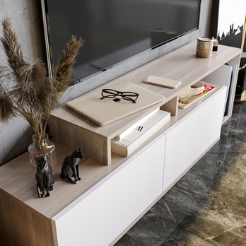 TV stolík NEXERA biela/prírodná 4