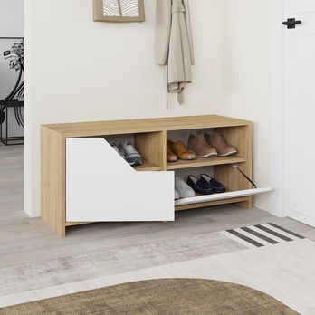 Lavica na topánky NEXUS biela/dub 3